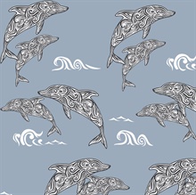 Sky Blue Paisley Dolphin Wallpaper