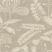 Arvada Light Grey Botanical Leaf Wallpaper