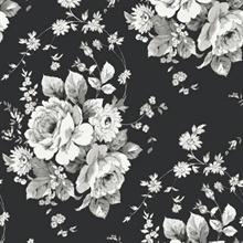 Black &amp; Grey Heritage Rose Floral Wallpaper