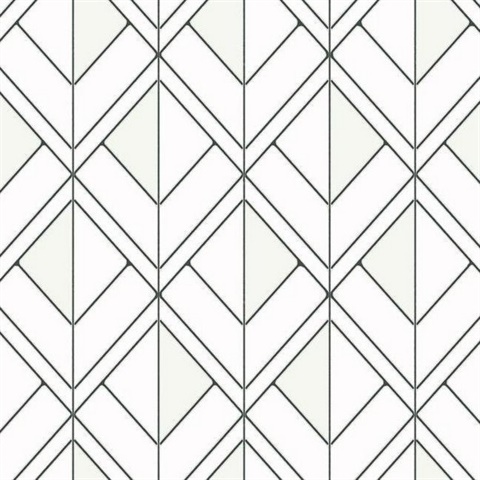 Black &amp; White Diamond Shadow Geometric Wallpaper