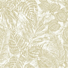 Brentwood Gold Textured Palm Leaves Wallpaper