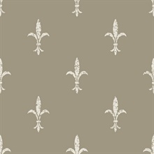 Glint &amp; Cream Fleur De Lis Wallpaper