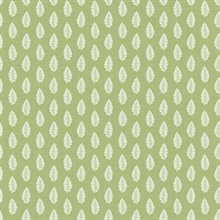 Green Modern Leaf Stripe On Linen Wallpaper