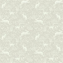 Grey Fable Rabit &amp; Squirrel Animal Print Rifle Paper Wallpaper