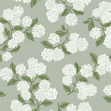 Grey, Green &amp; White Hydrangea Floral Rifle Paper Wallpaper