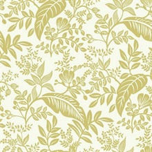 Metallic Gold &amp; White Canopy Flowers and Leaves Rifle Paper Wallpaper