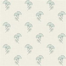 Minty Meadow &amp; French Grey Small Lotus Branch Floral Wallpaper