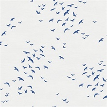 Navy Blue &amp; White Coastal Birds FLying South Wallpaper