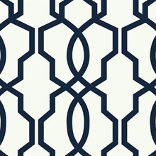 Navy Hourglass Trellis Geometric Wallpaper