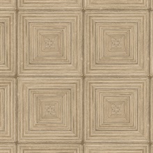 Parquet Geometric Light Brown Wood Squares Wallpaper