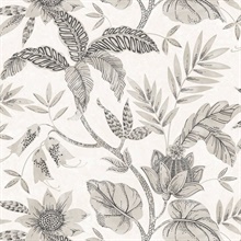 Rainforest Floral Grey Wallpaper