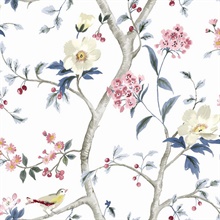 Riviera Blue &amp;amp; Berry Sparrow Haven Wallpaper