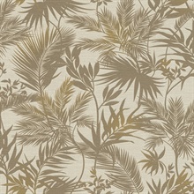 Saura Brown Raised &amp; Textured Palm Frond Wallpaper