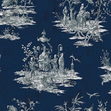South East Midnight Asian Toile Cork Wallpaper