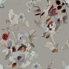 Summer Bouquet Silver Floral Wallpaper