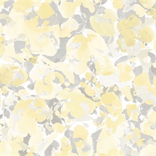Watercolor Floral Yellow &amp; Grey Wallpaper