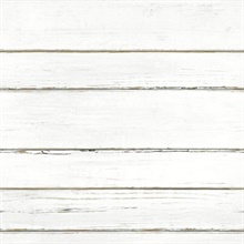 White Faux Wood Horizonal Shiplap Planks Wallpaper