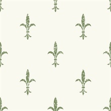White &amp; Green Fleur De Lis Wallpaper