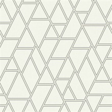 White & Grey Pathways Geometric Triangle on Linen Wallpaper