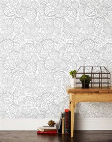 Petal Pusher Dove Grey WALLPAPER (OH JOY!)