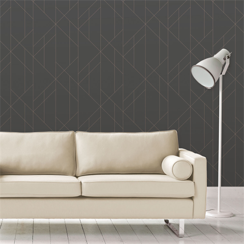 2889-25204 Wallpaper | Torpa Charcoal Geometric Wallpaper