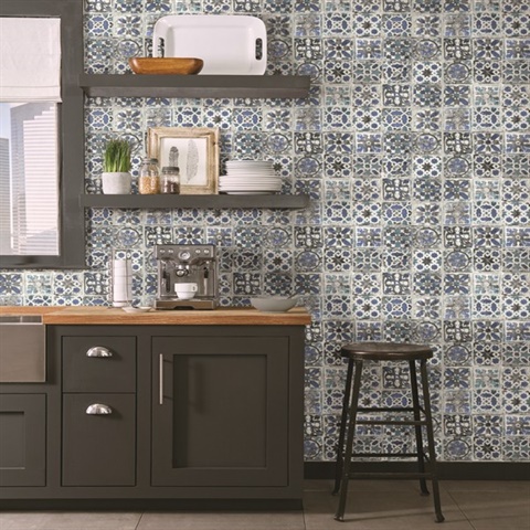 Grey Patchwork Peel and Stick Wallpaper