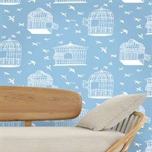 Our Adventure is about to Begin - Sky Blue colourway wallpaper