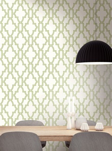 Green and White Tile Trellis Peel and Stick Wallpaper, NW31604