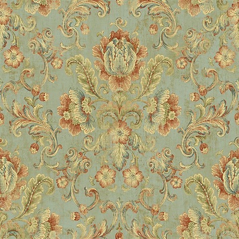 Orange Jacobean Scroll