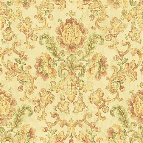 Mustard Jacobean Scroll