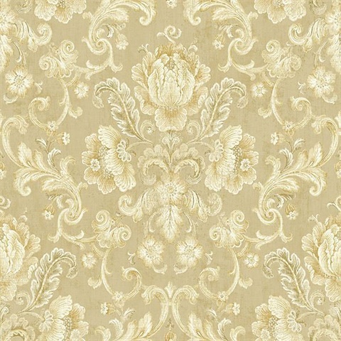 Taupe Jacobean Scroll