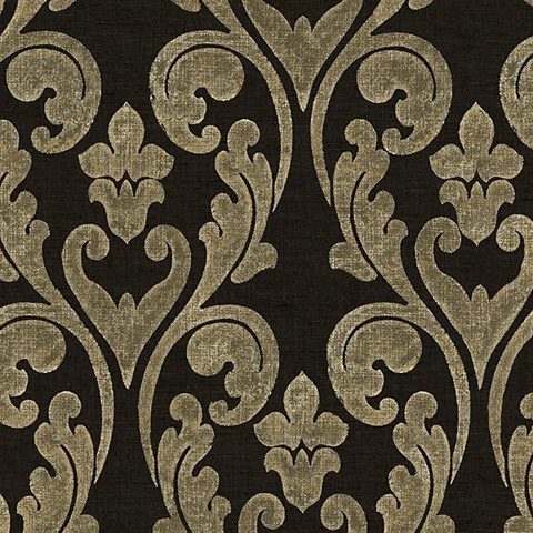 Black Damask Scroll