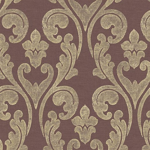 Eggplant Damask Scroll