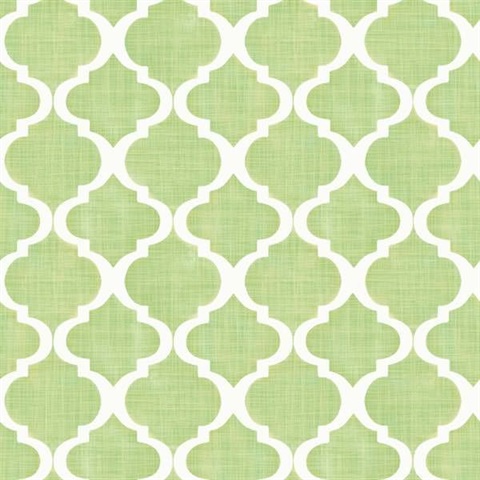 Tabitha Golden Green Watercolor Quatrefoil