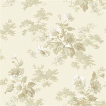 Julie Grey Floral Bouquet Wallpaper