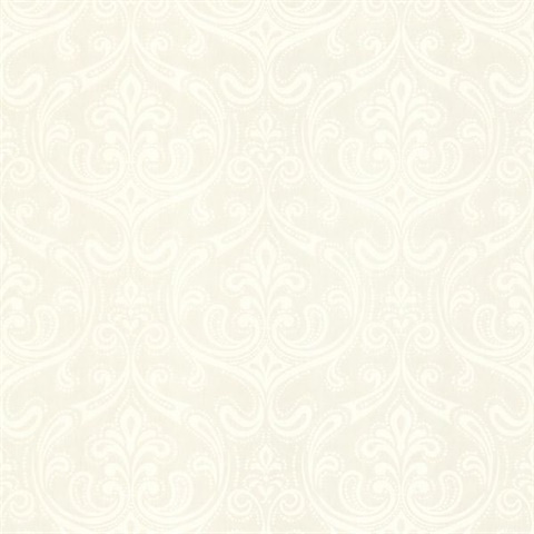 Anastaise White Ogee Damask