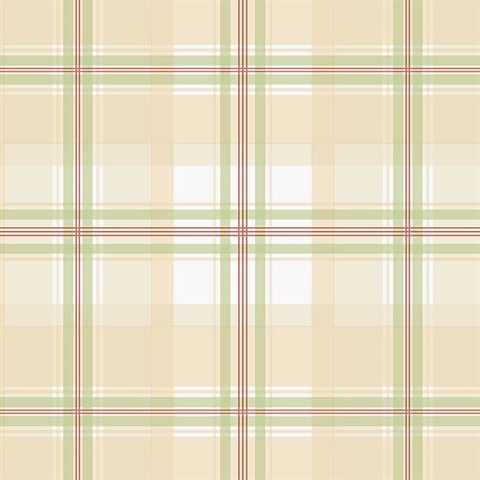 Tan Green and Red Plaid