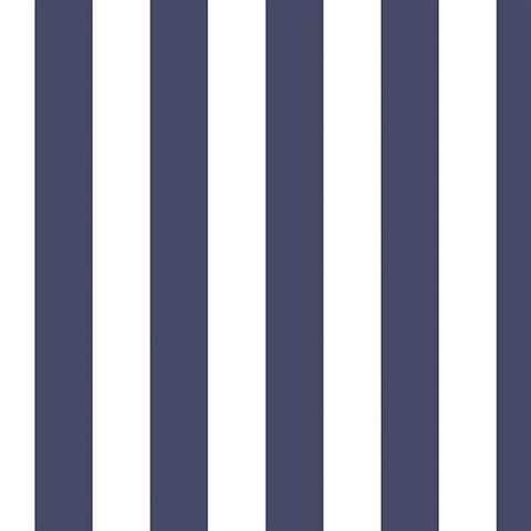 Navy Blue & White Striped Wallpaper