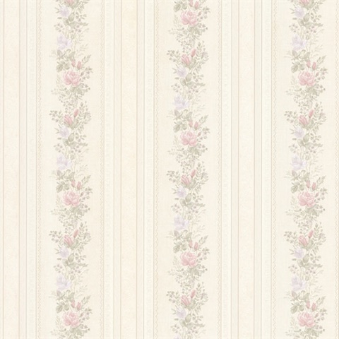 Alexis Pastel Satin Floral Stripe