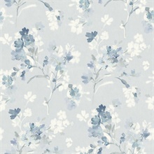 Azalea Light Blue Floral Branches Wallpaper