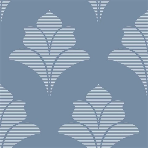 Aztlan Cobalt Modern Damask Wallpaper