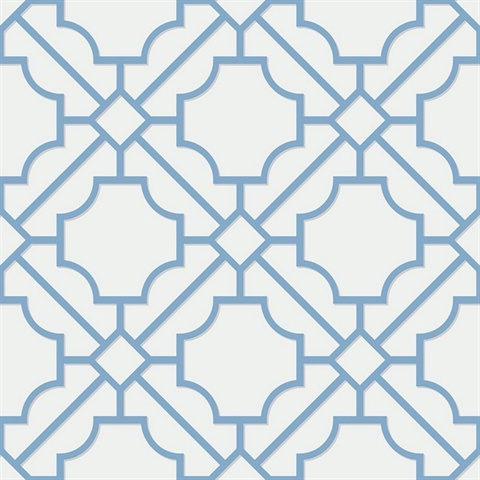 Baby Blue & White Lattice Geometric Wallpaper