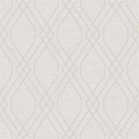 Beige Diamond Geo Metallic Trellis Wallpaper