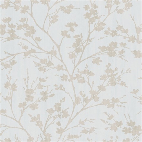 Beige Wispy Branches & Leaf Silhouette  Wallpaper