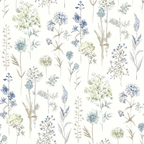 Bergamot Sea Green Wildflower Wallpaper