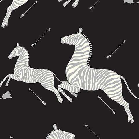 WP81388M-009 | Black & Silver Zebra Wallpaper | Wallpaper Boulevard