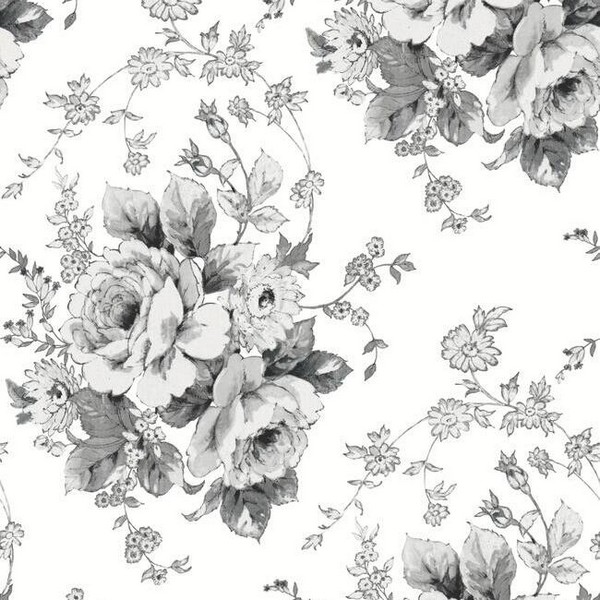 Fashionable White Floral Wallpaper Vogue Quality buy at the best price with  delivery – uniqstiq