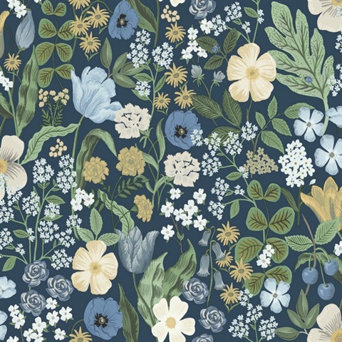 Blossom Navy Floral Wallpaper