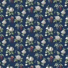 Blue &amp; Red Hydrangea Floral Wallpaper