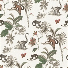 Botanicals &amp; Lemurs Peel and Stick Wallpaper